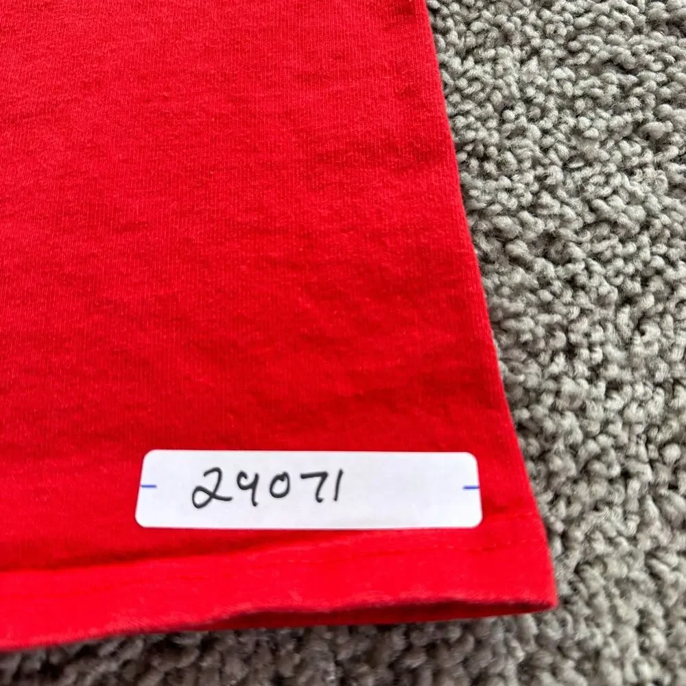 Champion Shirt Mens Medium Red Black Big C Patch Logo Short Sleeve Casual - Picture 8 of 8